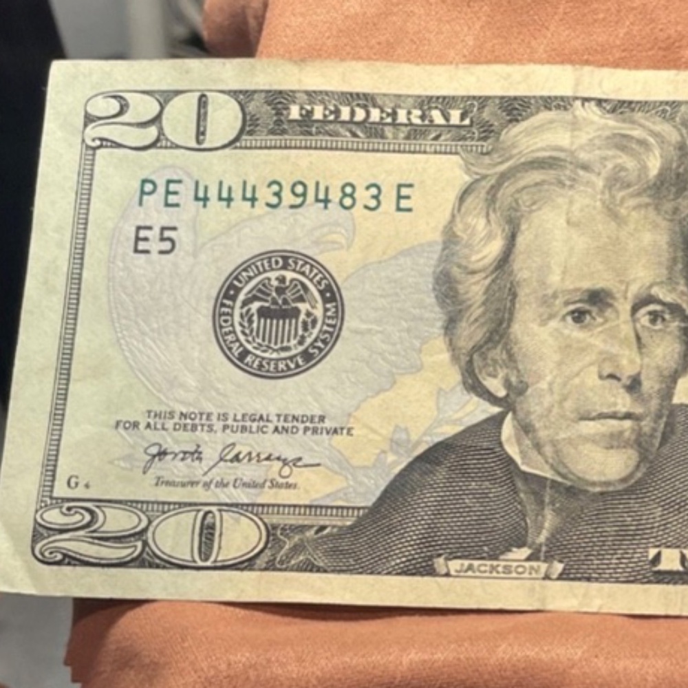 2017A- $20 Bill Triple 4s Serial PE44439483 E #206045075750